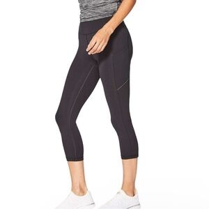 Lululemon Speed Up Crop Leggings 21" Inseam Solid Black Size 2 Women Zip Pocket